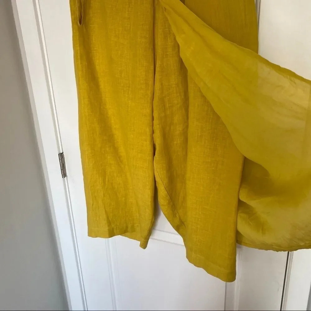 NWOT Banana Blue Aliana Linen Mustard Yellow Pants - Picture 4 of 12
